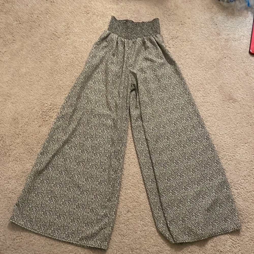 Wide Leg Black Cheetah Print Trousers